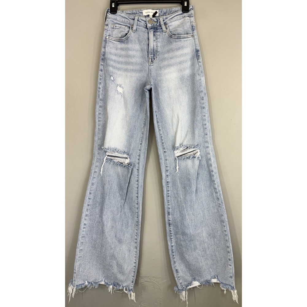 Risen Wide Leg Distressed Jean Women's 5/27 Light Wash Stretch Denim